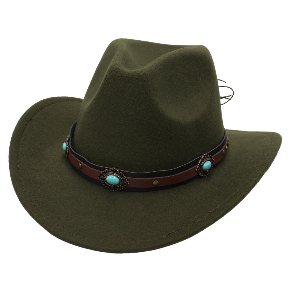 Western Cowboy Hat New Tibetan Ethnic Woolen Jazz Hat Grassland Outdoor Sunshade Top Hat