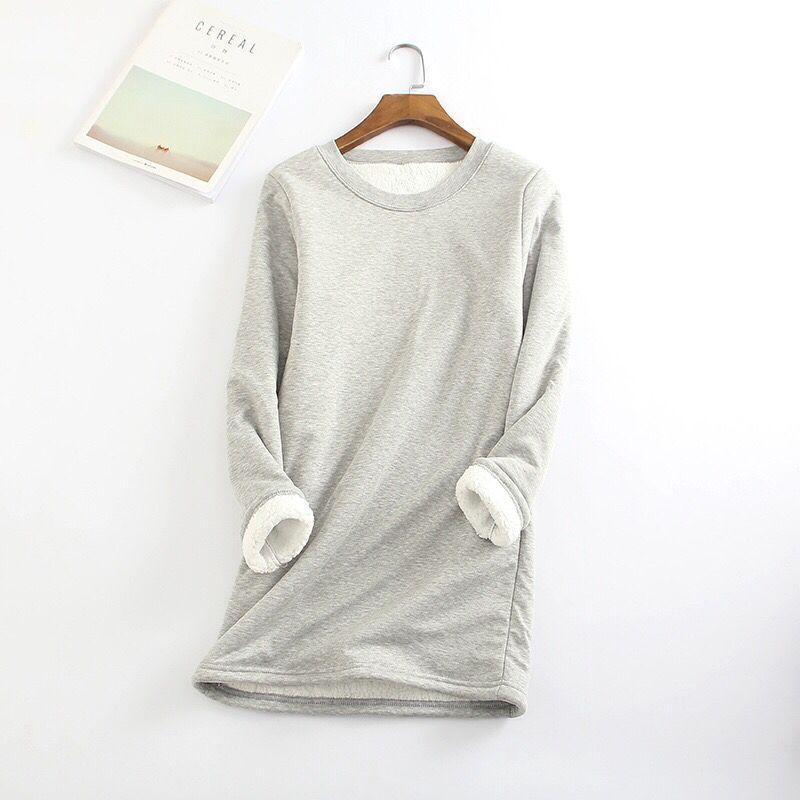Plus Size Thickened Velvet Warm Tops Women Winter Casual Bottoming Fleece T Shirt Solid Color O-Neck Sweatershirts