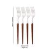 4/20Pcs Imitation Wooden Handle Cutlery Set Brown Silver Dinnerware Set Knife Fork Spoons Tableware Stainless Steel Flatware