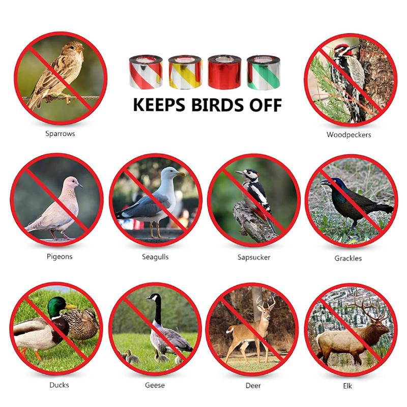 Anti Bird Flashing Reflective Tapes Fruit Tree Bird Pigeon Scare Tape Strips Double Sided Repellent Deterrent Ribbon for Orchard