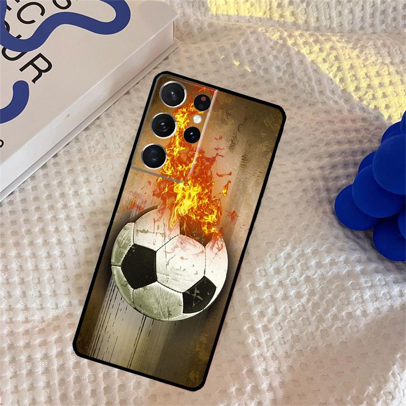 

Чехол для телефона с огненным футбольным мячом для Samsung Galaxy S25 Ultra S9 S10 S20 S22 S21 S23 FE S24 Plus Защитная крышка Galaxy S10
