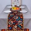 Linen Skull Table Runner Skeleton Tablecloth Banquet Tablecover  Day of The Dead