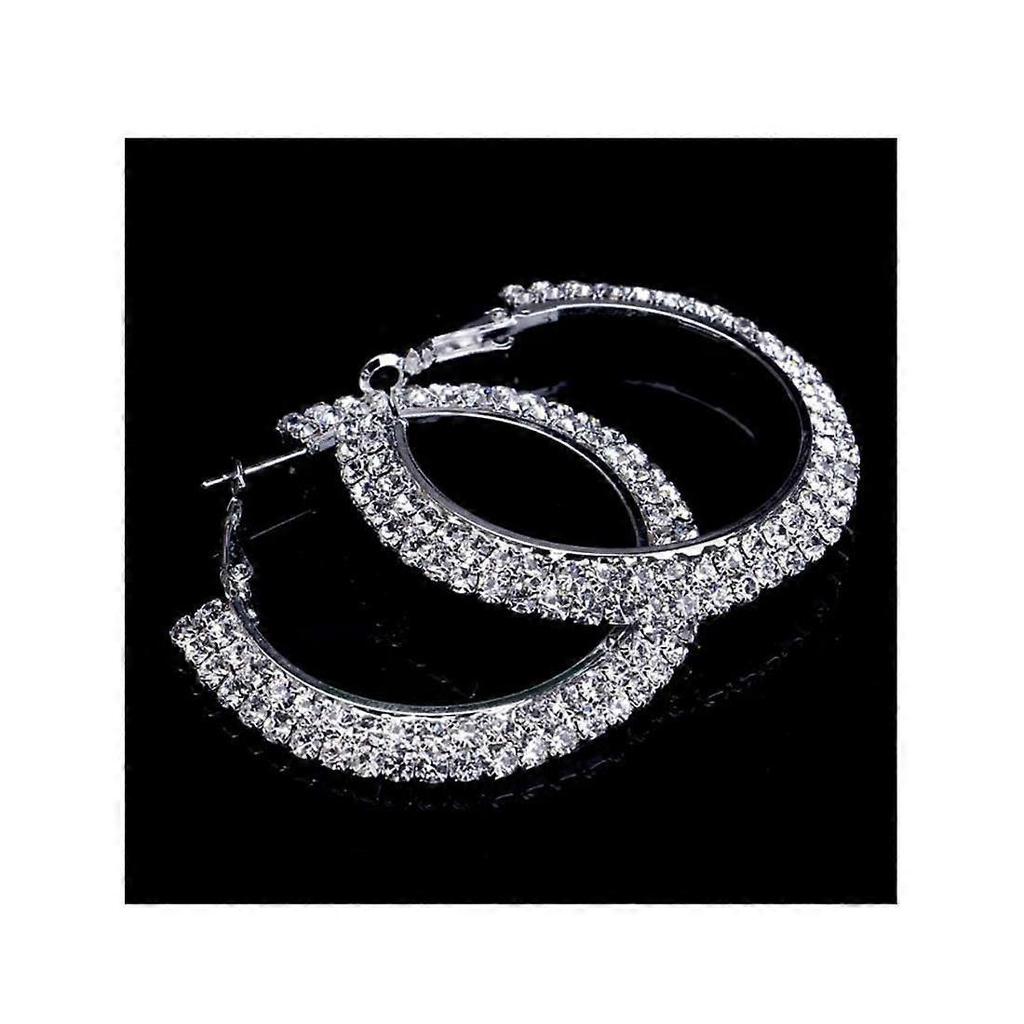 Ladies Premium Quality Round Earing Silver Circle Stones Jewellery Ear Ring Earrings UK