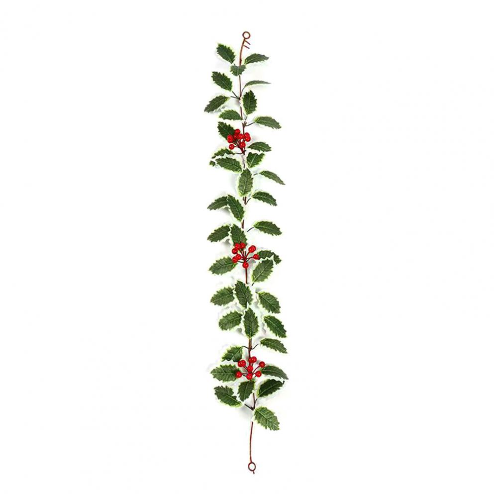 3.2FT Red Berry Christmas Garland with Green Leaves Artificial Christmas Garland Fireplace Table Centerpiece Holiday Decor