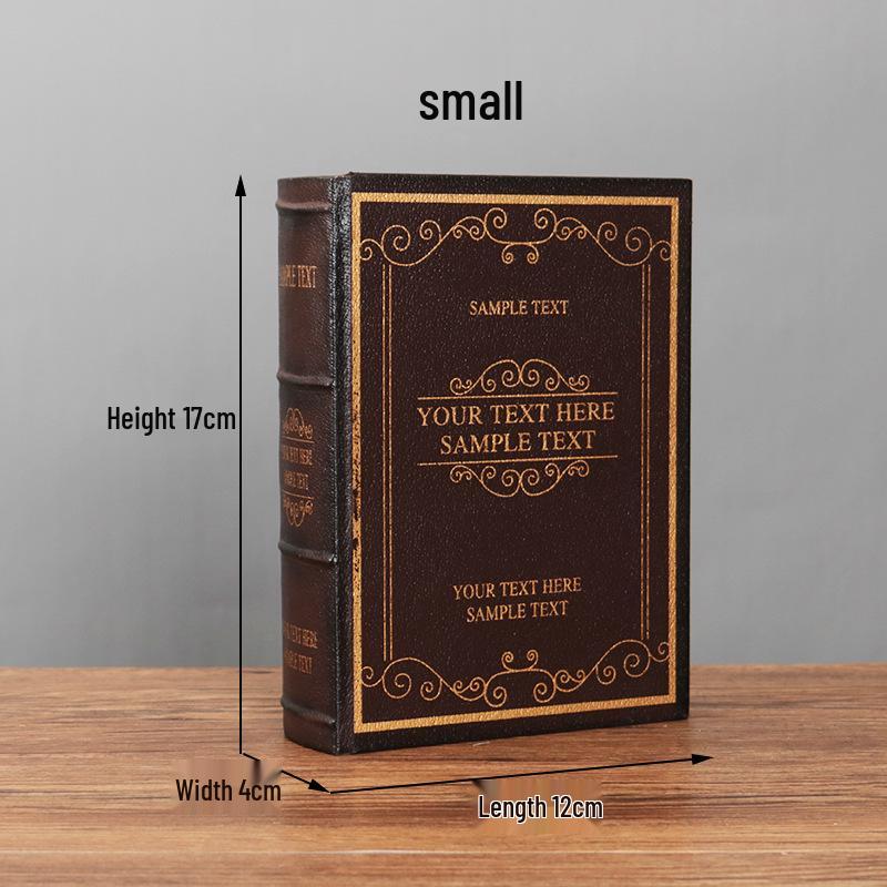 Scatola portaoggetti in legno stile europeo effetto libro – Oggetto decorativo vintage a forma di libro per esposizione