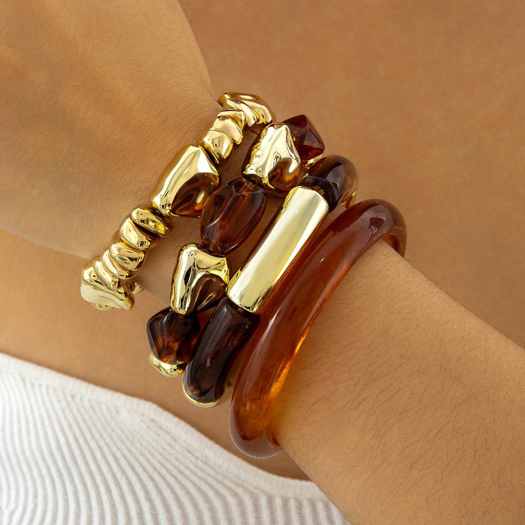 Retro Resin Exaggerated Beaded Bracelet, Temperament Versatile Acrylic Bracelet Wholesale