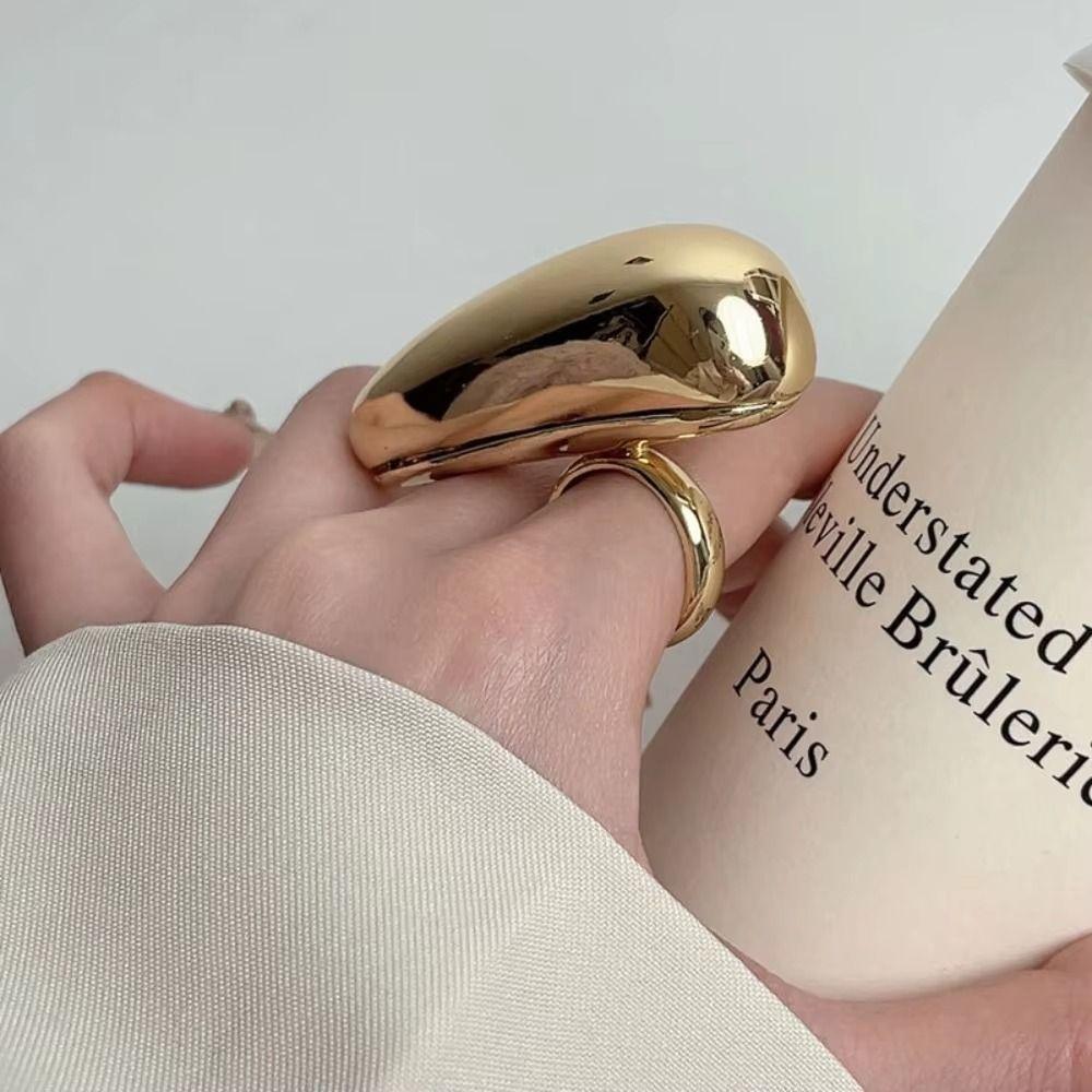 Geometric Big Teardrop Rings Exaggeration Finger Rings Metal Teardrop Ring  Wedding