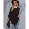 New Casual Women Shawl Fashionable Poncho Cotton Knitted Sweater Hollow Tassel Plus Size Pullover Woman