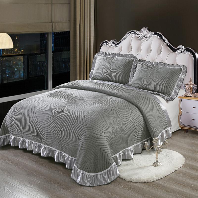 Luxury Soft Knitted Cotton Ruffles Bed Skirt, Bedspread Coverlet, Double Bed Cover Set, Blanket, Linen Pillowcases, Home Textile