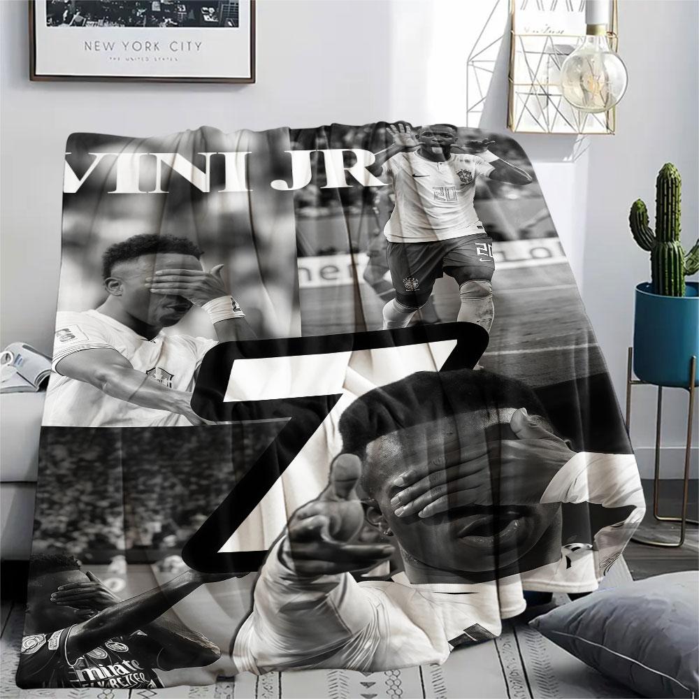 Vinícius Júnior Printed Flannel Blanket, Soft Throw for Bedroom Sofa, Washable, Fan Merchandise, Great Gift.
