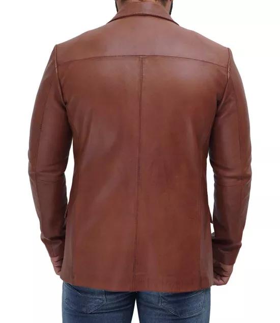 Business Party Brown Lambskin Handmade Formal Stylish 100% Leather Men Blazer