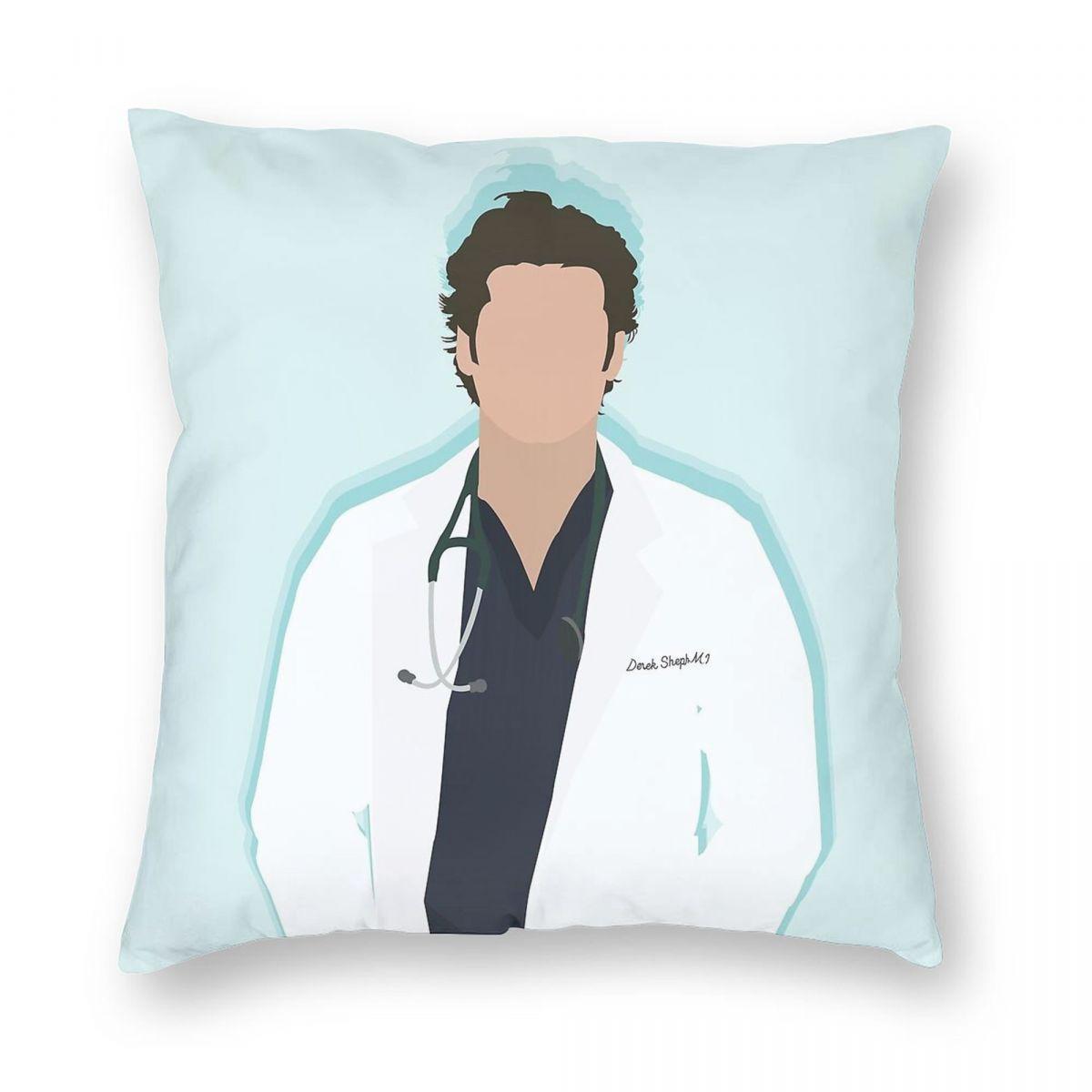 

Grey s Anatomy Derek Shepherd Pillowcase Polyester Linen Velvet Printed Zip Decorative Pillow Case Room Cushion Cover 12x12Inch