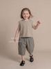Kids' Japanese Style Vertical Stripe Cotton Linen Pants – Breathable, Straight 7-point Summer Pants for Boys and Girls, Trendy Korean Casual