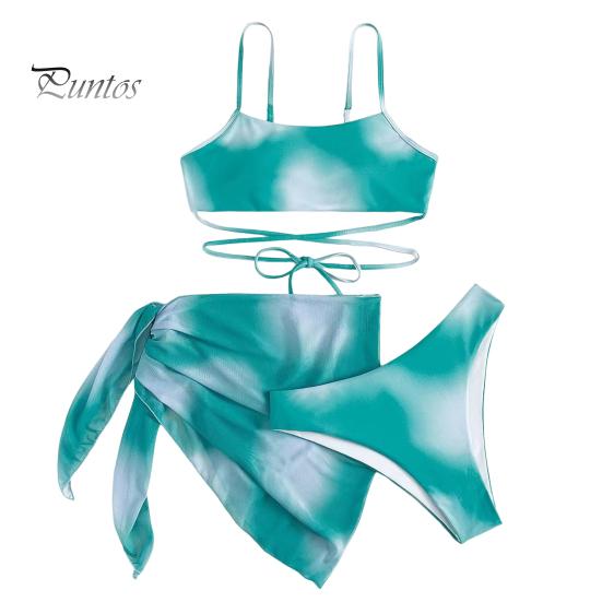 

3 шт./компл. женский сексуальный комплект бикини с принтом тай-дай, бюстгальтер на слинге, трусы с высокой талией, быстросохнущий купальник, пляжная одежда M синий