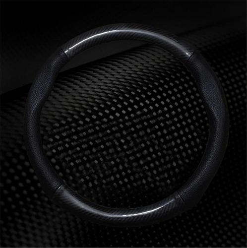 Leather carbon fiber steering wheel cover-carbon fiber + black leather