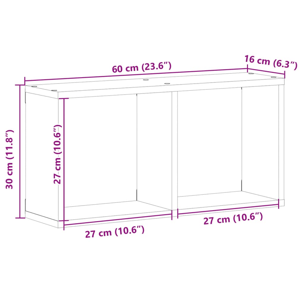 Wall Cabinet 60 x 16 x 30 cm Grey Sonoma Particleboard