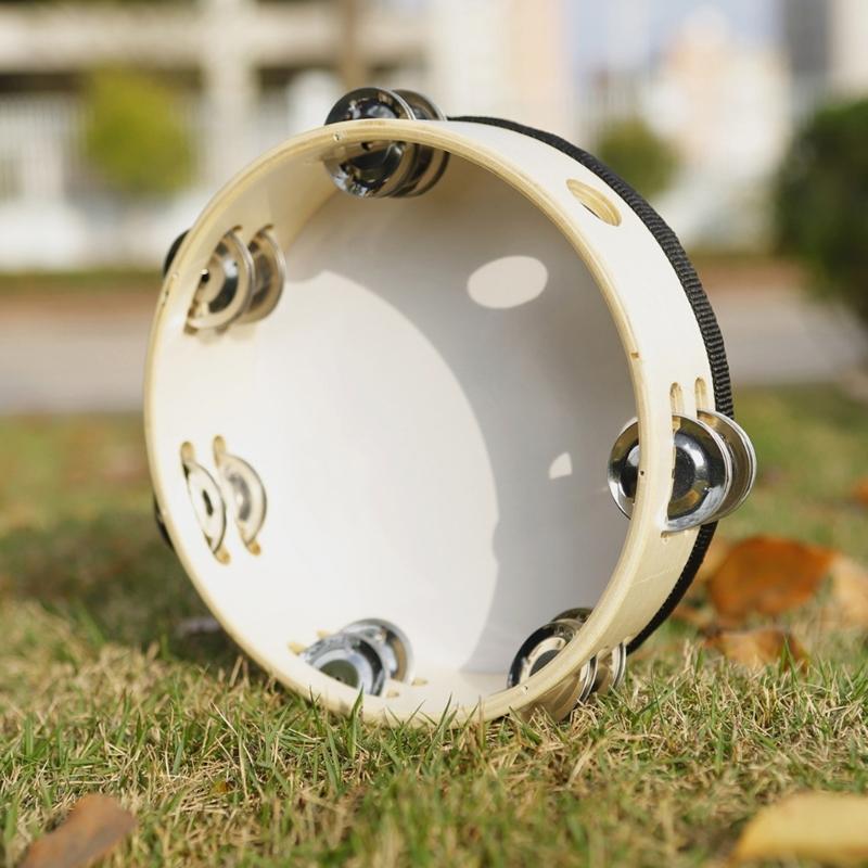  Bells Drum Handheld Tambourine Freestyles Hand Bells Musical Percussion Instrument for Family Party Child Tambourine