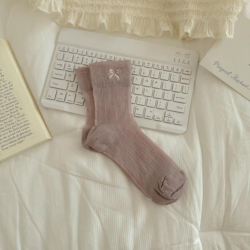 

Net Mesh Stockings - Children s Mid-length Bow Tie Summer Ultra-thin Princess Fairy Socks. Summer Ice Silk Breathable Long Socks. 1 pair рожевий
