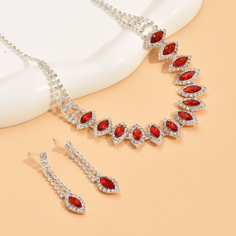 

Meier Bridal necklace and earring set - three-piece luxury rhinestone jewelry wedding accessories