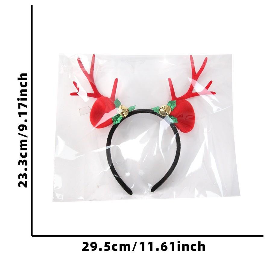 Plush Holiday Reindeer Antler Headband With Bells And Bows For Family Celebrations