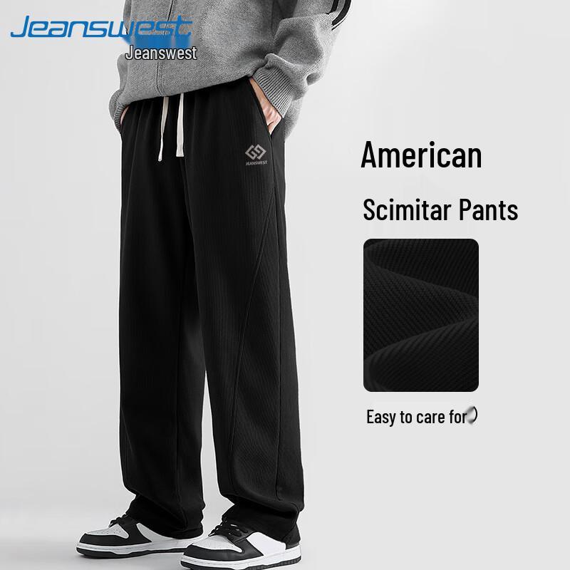 Jeanswest Men's 2025 Autumn Relaxed Fit Chenille Letter Print Trousers