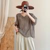 DIMANAF 2026 Summer New Plus Size Women Blouse Shirt Vintage Embroidery Loose Cotton Linen Casual Lady Tops