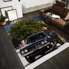 Vintage Black Classic Muscle Car with Retro Design Outdoors Landscape Print Suitable for Use As an Anti-slip1 For1room and Bedroom Sofas