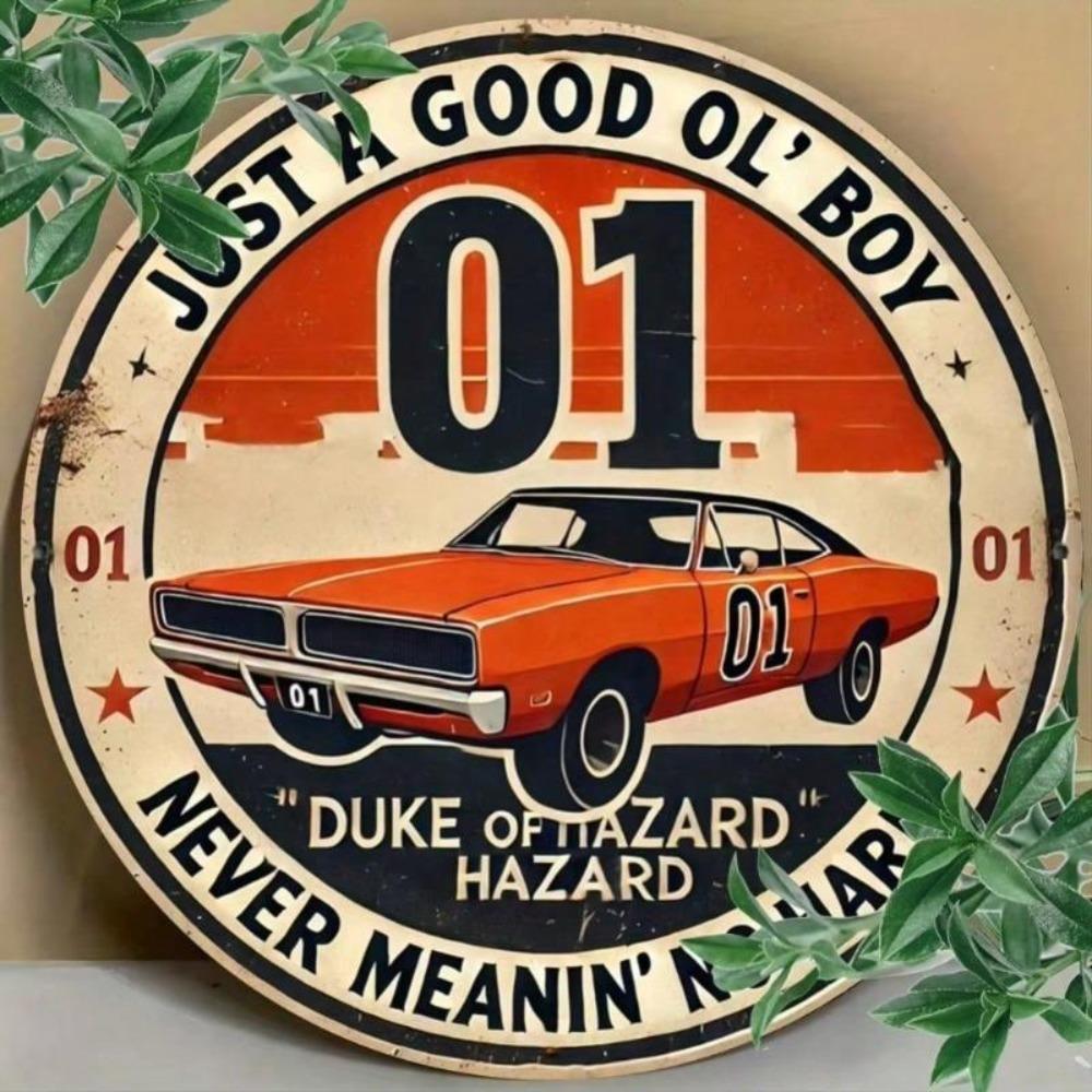 Dukes of Hazzard Vintage Metal Tin Sign Retro Wall Art Random Hole Metal Foil Engraving Cafe Bar Man Cave Gift