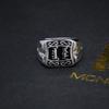 Yin Taifei Retro Thai Silver Men's Ring with Mongolian Script - Ethnic Style Adjustable Open Design