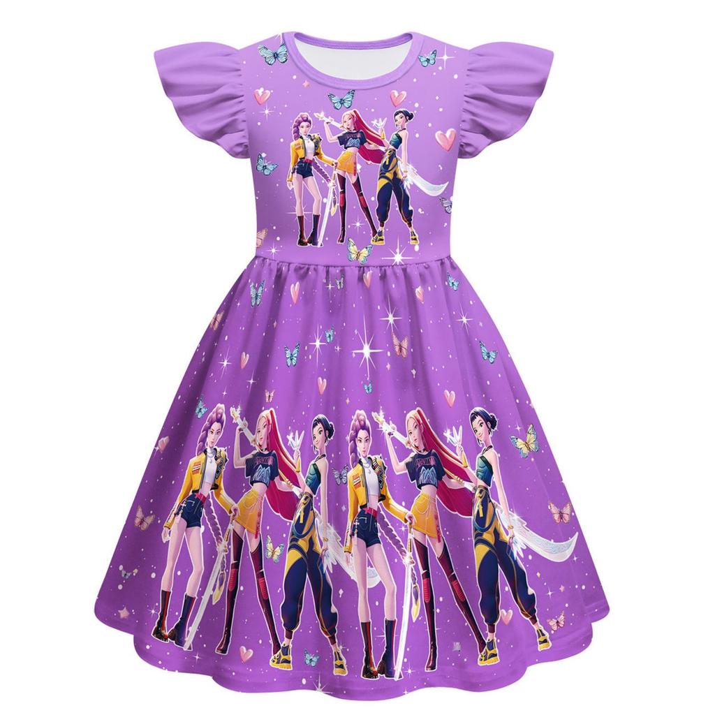 Girls Witch  Girls Flying Sleeves Children's Dress Children's A-line Skirt