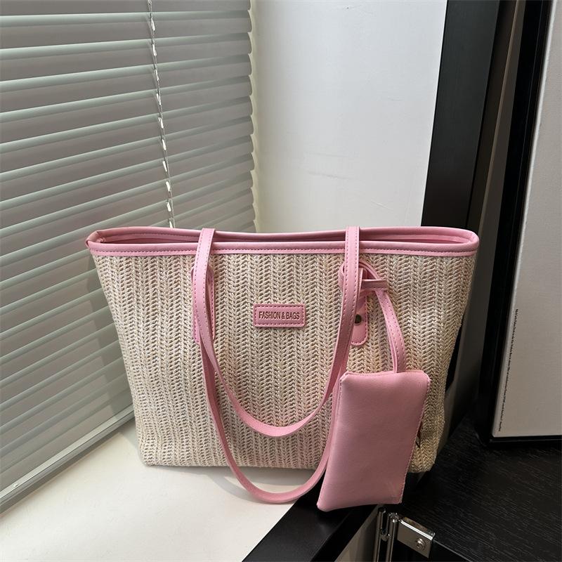 Woven women's bags are popular in summer, new fashionable one-shoulder underarm bags, large-capacity versatile portable tote bags for women