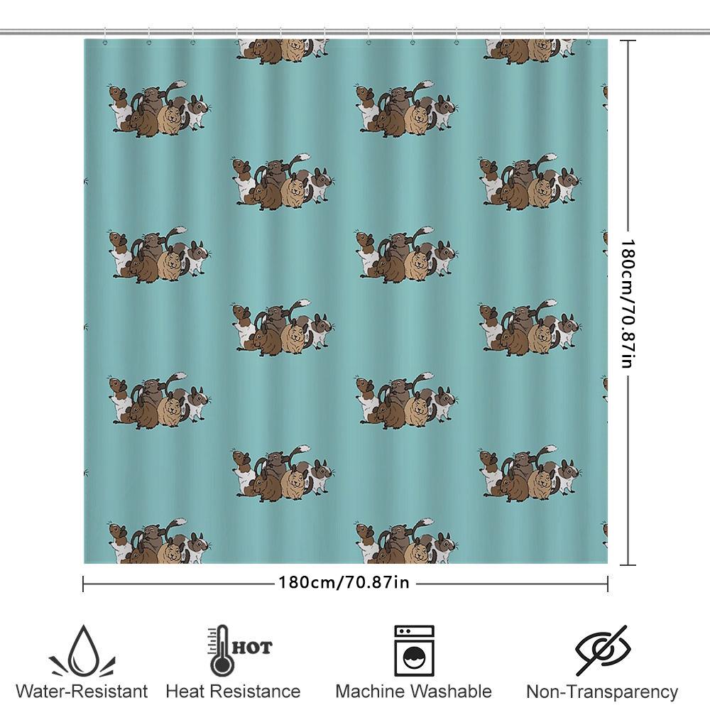 Badezimmervorhang Niedliche Tiere Muster Waschbarer Duschvorhang Set Heimdekoration Wasserdichtes Gewebe