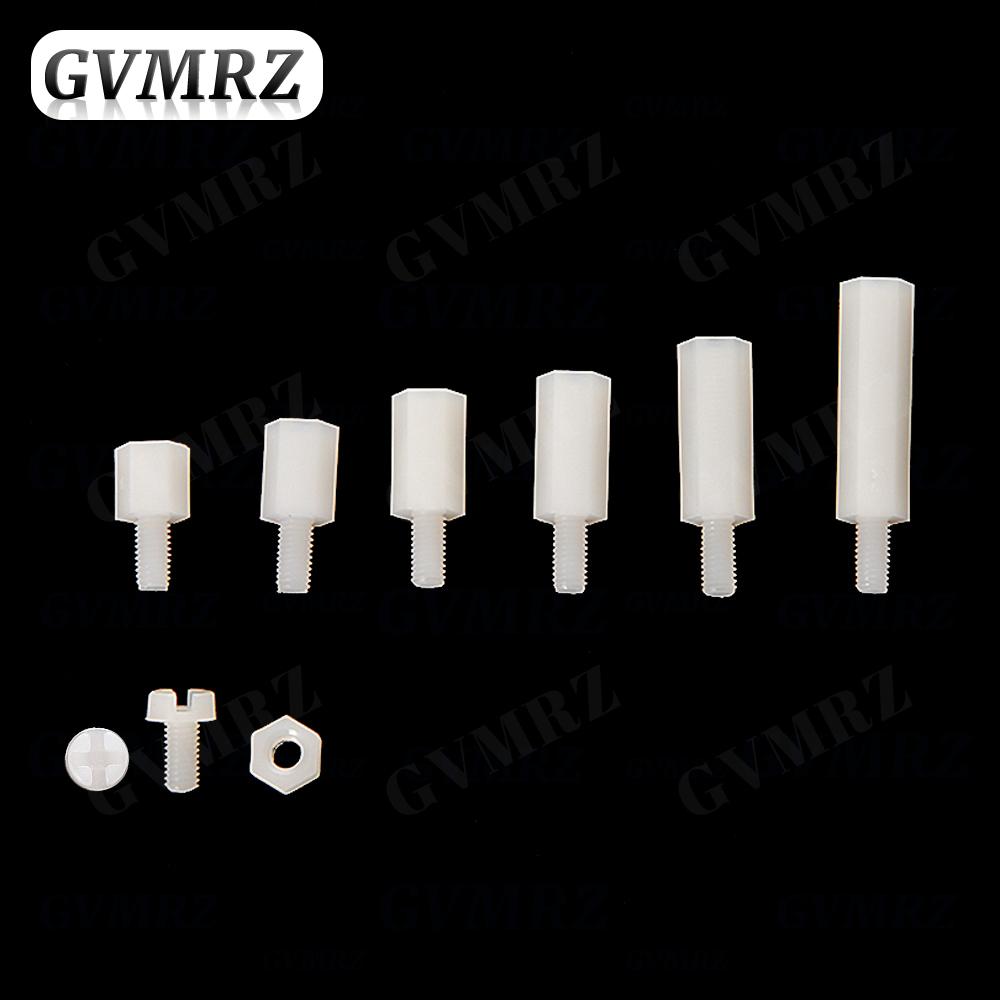 180PCS M3 Nylon Screws & Nuts Boxed Plastic Screws & Nuts Isolating Post Combination Set White / Black