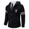 Herren Einfarbig Lässiger Pullover Strickjacke Jacke Herren Kapuzenplüsch Verdickte Pulloverjacke