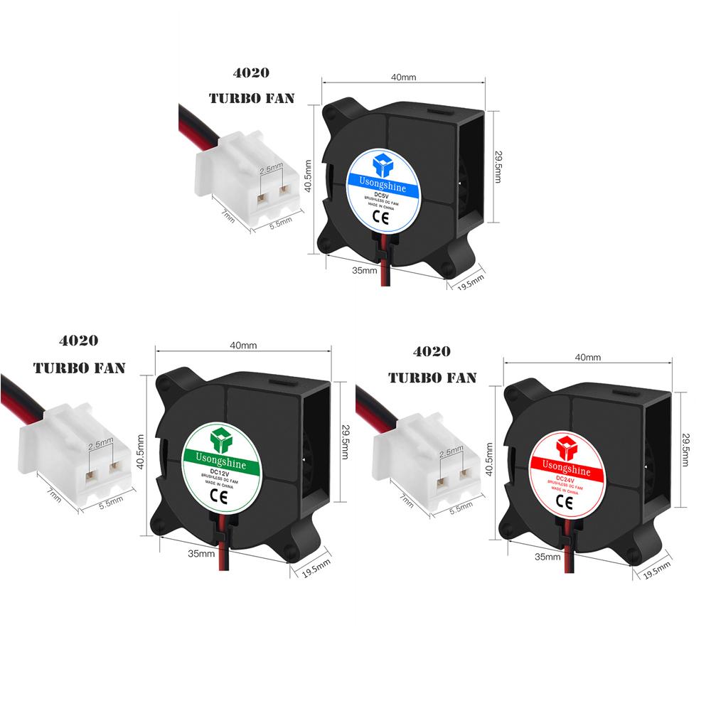 DC 12V 24V Cooling Turbo Fan Brushless 3D Printer With 2Pin Dupont Wire Cooler 30cm Wire For Extruder Cooler Blower Plastic Fan