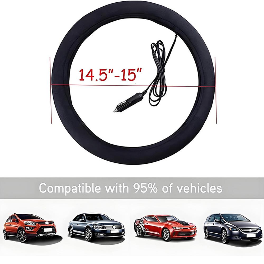Poignée chauffante universelle 12V Hiver Chauffage électrique Couvre-volant de voiture Chauffage rapide en 3 minutes Couvercle antidérapant Pour l'hiver