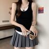 Large size fake two-piece suspender slim-fit foreign style vest for women's summer new models with base and hot top outside