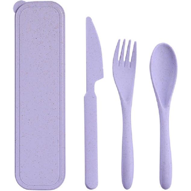 Travel Cutlery Set with Case, Portable Camping Cutlery Set Reusable Plastic Fork Spoon Knife Tableware for Lunch Box Picnic Work School or Daily Use