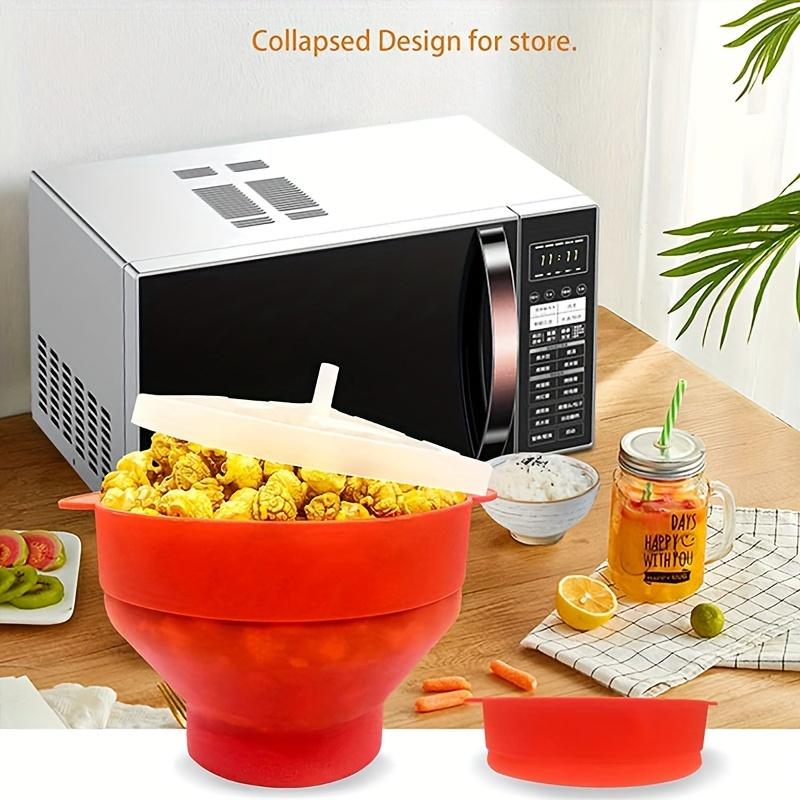 Creative Silicone Microwave Popcorn Bucket Heat Resistant Foldable With Handle And Lid Home Popcorn Making Container Daily Use