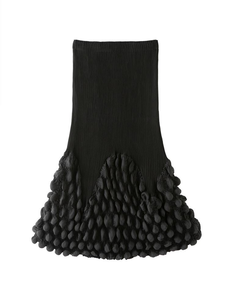Miyake Design Women s Heavy Duty Pleated Midi Skirt - Elegant Solid Color, Elastic Waist, New Spring Arrival One Size чёрный