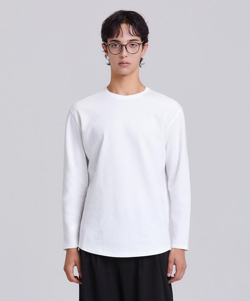 Dibeullu Tailored Crew Neck Long Sleeve Off-White