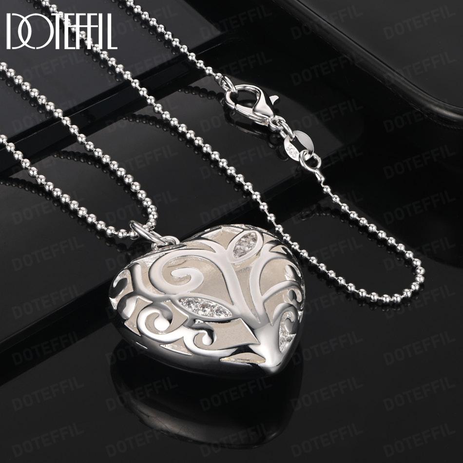 925 Sterling Silver Fashion Jewelry Heart Pendant Wedding Necklace