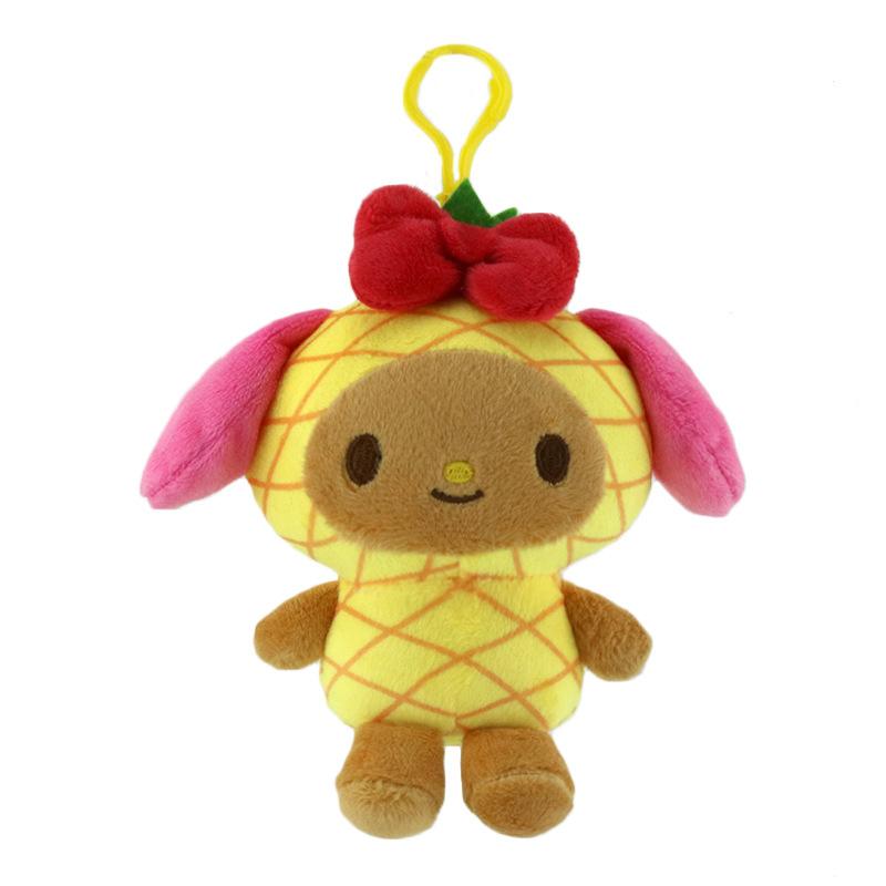 Hawaiian Pineapple Black Kuromi Backpack Charm Kuro-chan Kt Cat Plush Keychain Cute Toy Accessory 4pcs