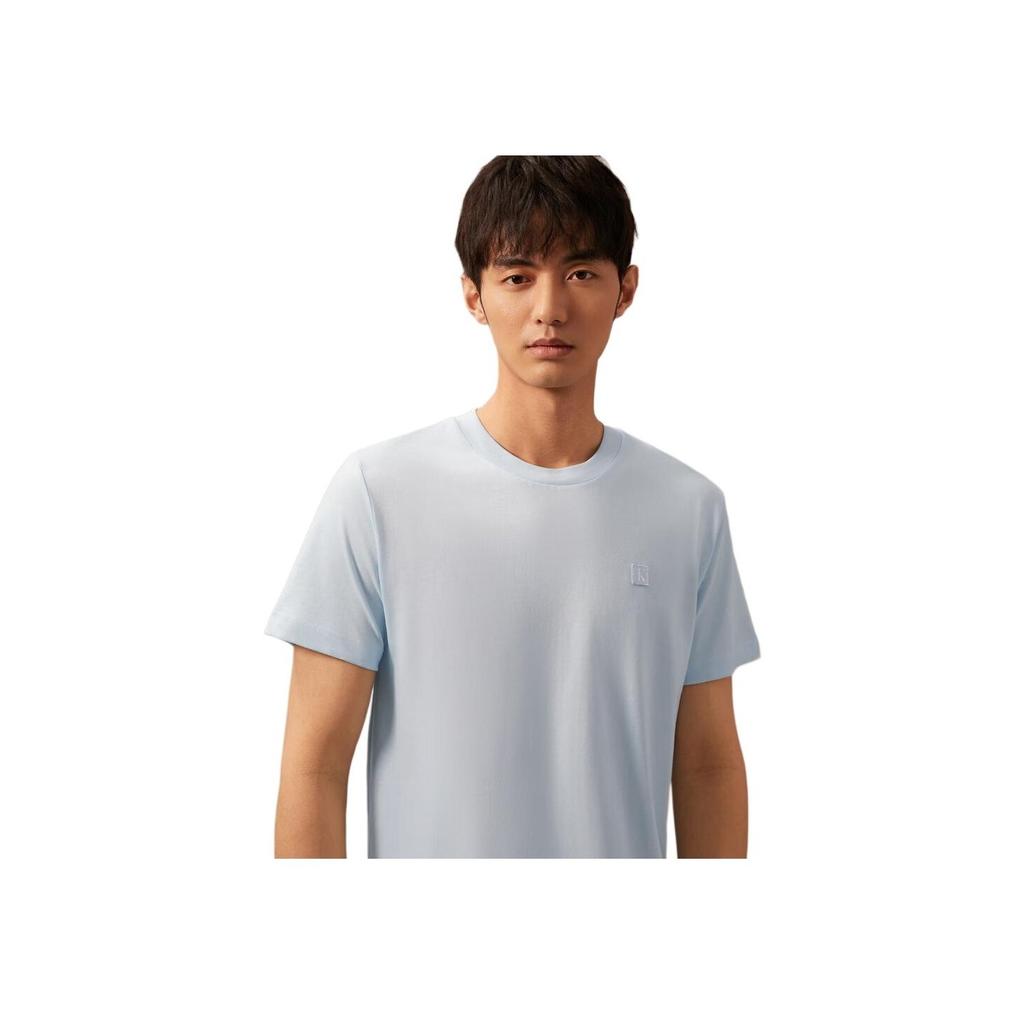 Calvin Klein Solid Color Crew Neck Short Sleeve T-Shirt Men Tops Sky-Blue J324899-CYR