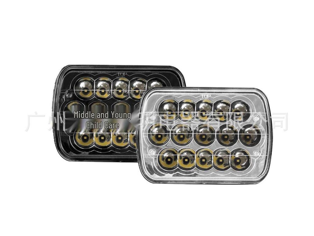 7-Inch Square Headlight for Jeep Wrangler - Black/Silver Options, Fits 5x7 and 6x7 Models, Modified Car Accessory