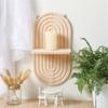2Pcs Oval Shape Wood Wall Shelf Bohemian Floating Shelves Arched Plant Display Rack for Living Room Bedroom Decoration