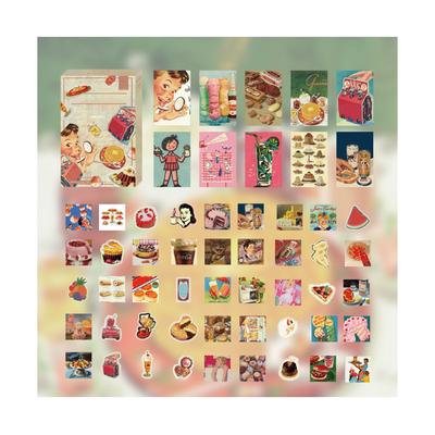 55pcs Food Scrapbooking Sticker DIY Rich Patterns Vintage Cute Snacks Stickers Planner Stickers