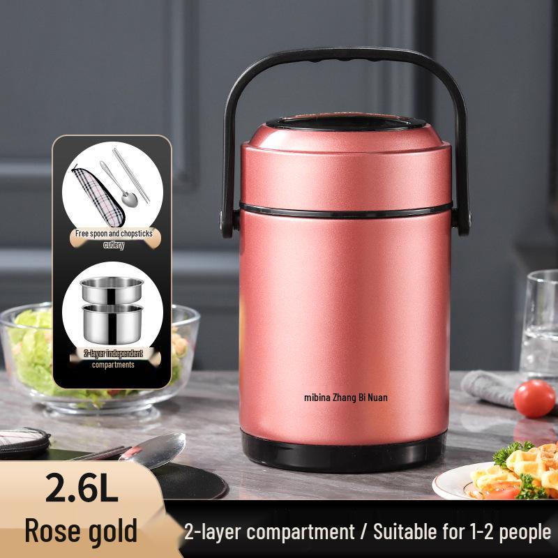 Winter Stainless Steel Insulated Multi-layer Lunch Box - Portable, Large Capacity, Keeps Food Hot for 24 Hours, Perfect for Home or Office.