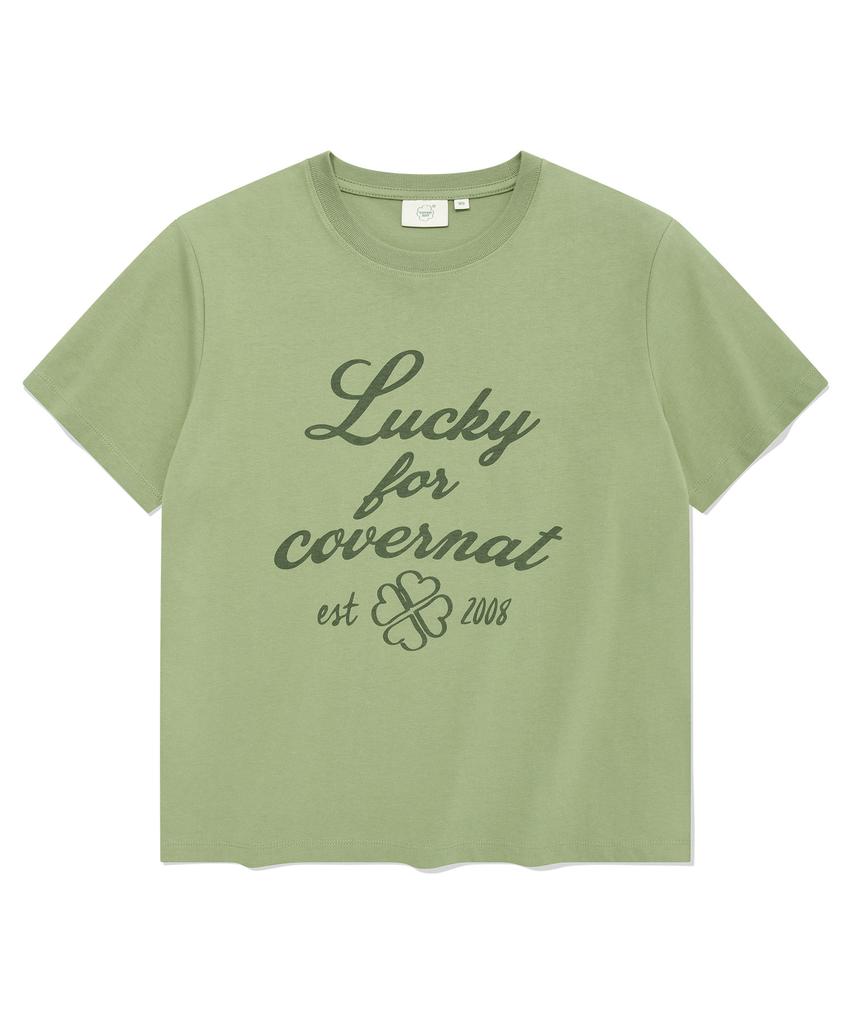 COVERNAT WOMAN Clover Lettering T-Shirt Sage Green