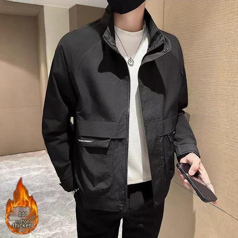 Men s 2025 Winter Stand Collar Pilot Jacket - Trendy Cotton-Padded Loose Workwear Style M
